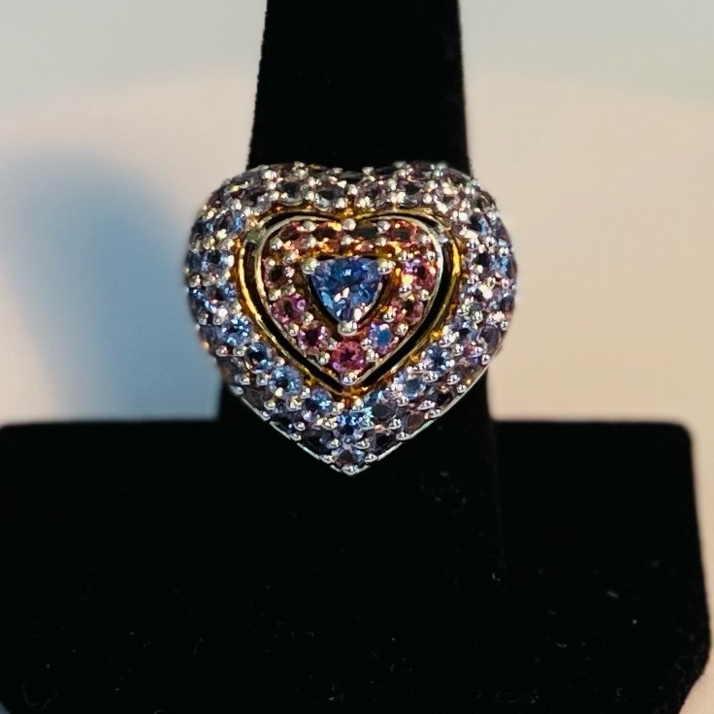 Sterling TGGC Tanzanite & Pink Tourmaline Statement Ring
